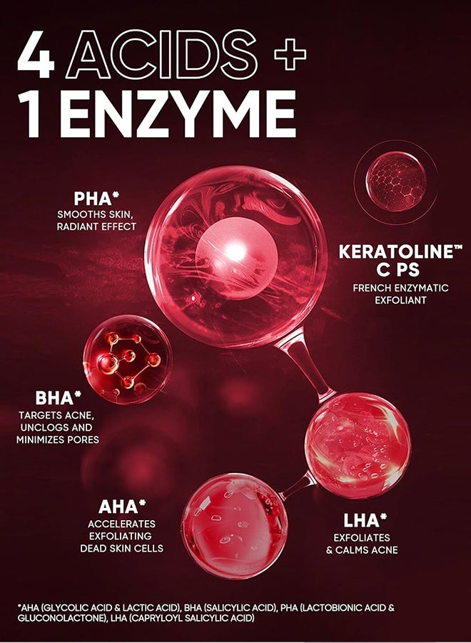 سكينتفيك محلول تقشير 12% AHA BHA PHA LHA، علاج حب الشباب بحمض الجليكوليك للوجه، سيروم تقشير مقشر للبشرة الباهتة والخشنة والدهنية مع المسام المسدودة والخلايا الميتة - Image 5