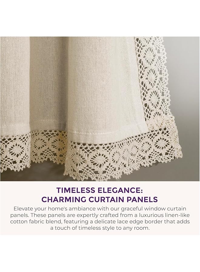 erorex Rosalie Window Curtains Panel Set For Living Dining Room Bedroom Pair 95 Inch X 54 Inch Ivory - Image 2