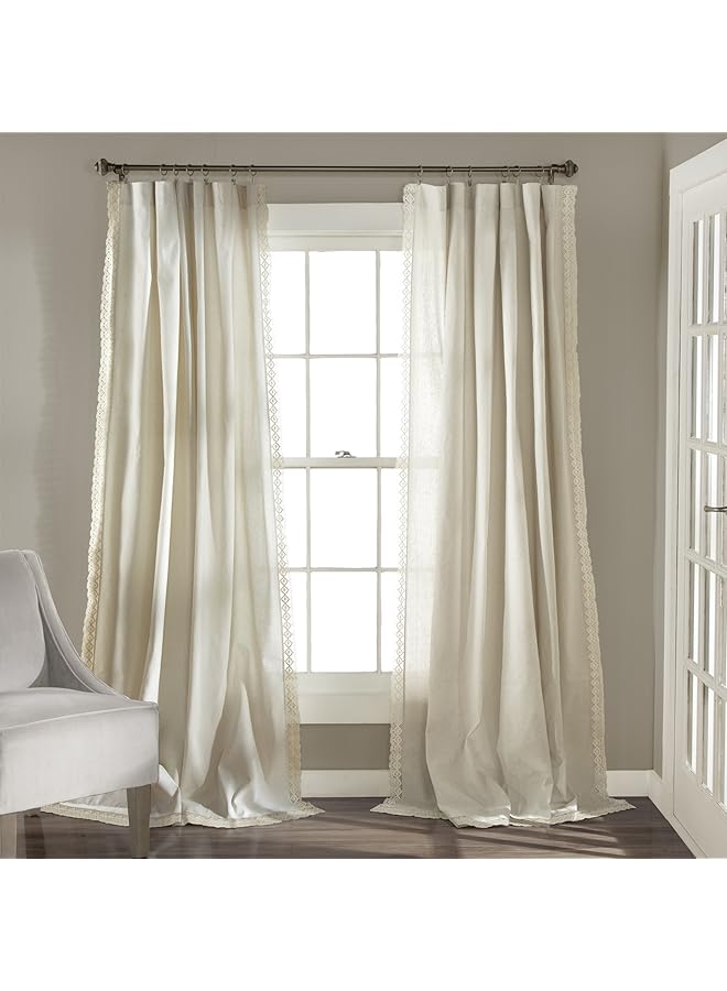 erorex Rosalie Window Curtains Panel Set For Living Dining Room Bedroom Pair 95 Inch X 54 Inch Ivory - Image 1