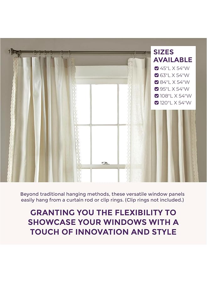 erorex Rosalie Window Curtains Panel Set For Living Dining Room Bedroom Pair 95 Inch X 54 Inch Ivory - Image 5