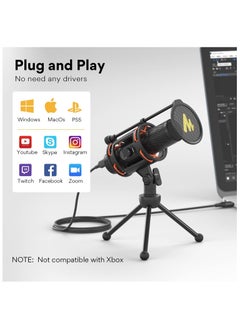 Maono AU PM471TS Studio Bundle USB PC Microphone With Gain Knob and Zero Latency Monitoring for Gaming Streaming Podcasting YouTube Black  - Image 3