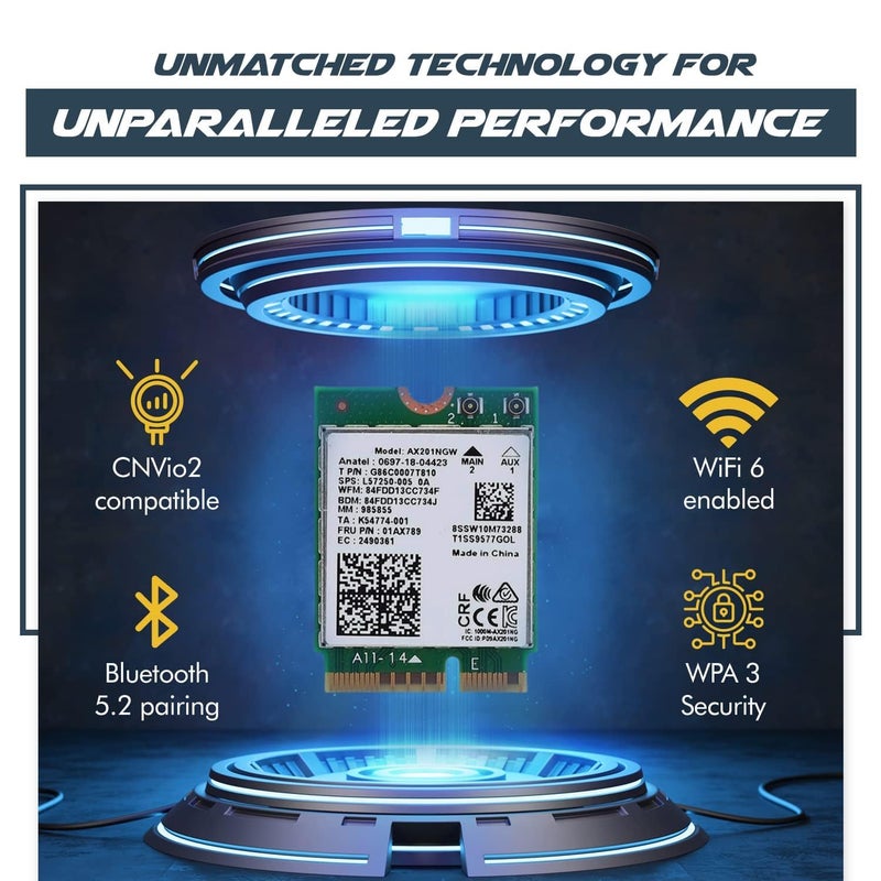 HighZer0 Electronics AX201 WiFi 6 Card | Dual Band Wi-Fi | 2.4 Gbps | CNVio2 M.2 WiFi Card for PC | Supports Bluetooth 5.2 | Requires Intel 10th+ Gen CPU with Windows 10+ or Linux | AX201NGW (AX201) - Image 4