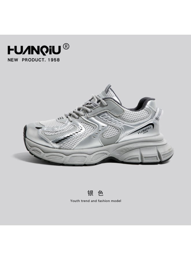 Global Daddy Sneakers For Women Mesh Lightweight Thick-soled Casual Versatile Sports Shoes, Height-increasing, Comfortable, Breathable, Low-top