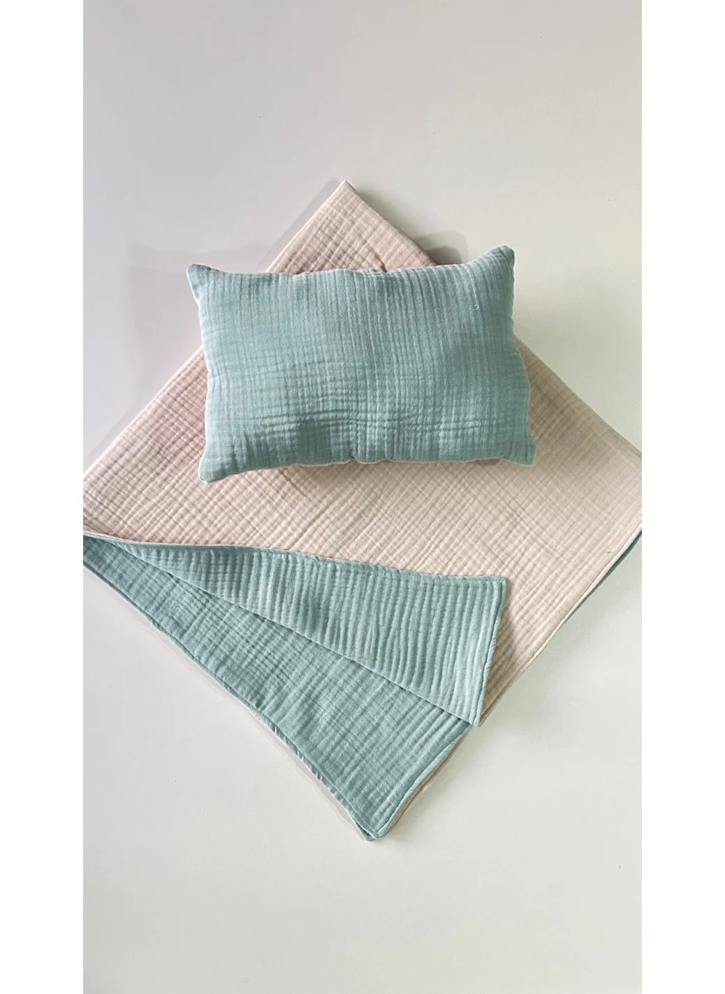 Giz Giyim Giz Clothing Double-Sided 8-Ply Muslin Baby Blanket and Pillow Set, 100% Cotton, Winter, Breathable