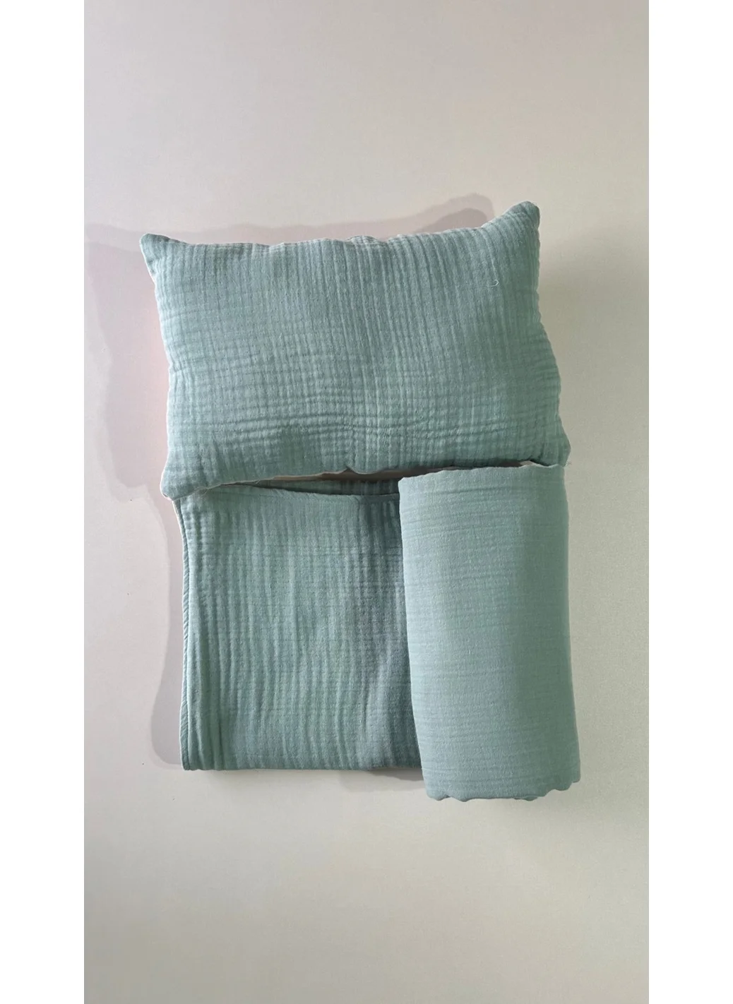 Giz Giyim Giz Clothing Double-Sided 8-Ply Muslin Baby Blanket and Pillow Set, 100% Cotton, Winter, Breathable