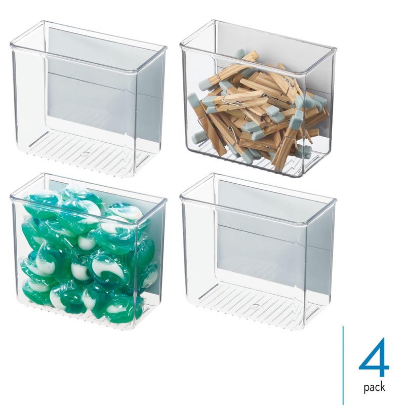 iDesign Magnetic Small Clear Plastic Organizer Bins for Laundry Room Storage - 4-Pack - Image 2