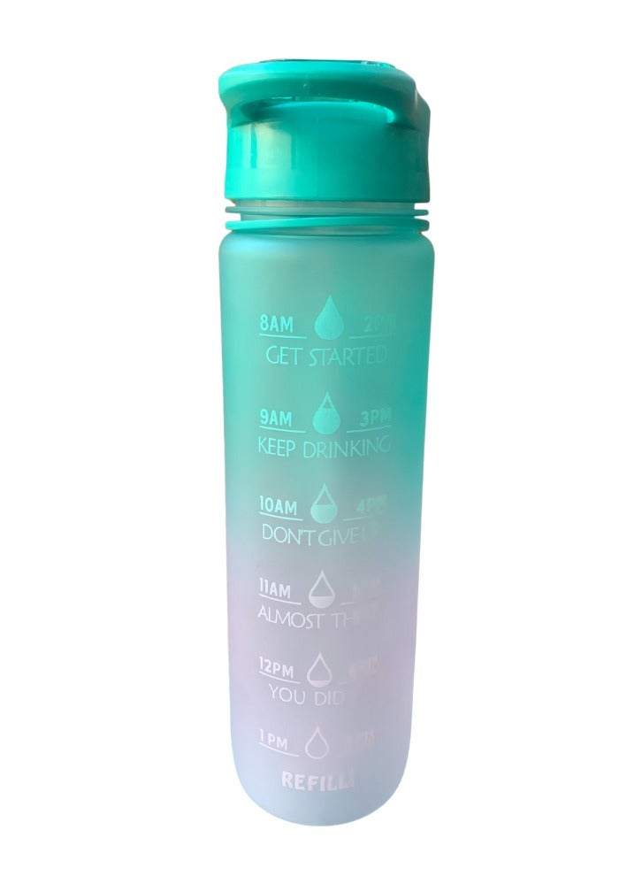 EYUN Leakproof Motivational Sports BPA-free Water Bottle with Straw & Time Marker -30oz - Image 1