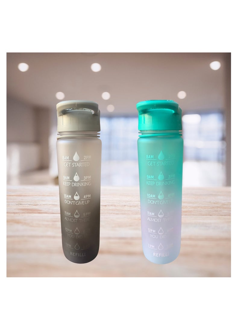 EYUN Leakproof Motivational Sports BPA-free Water Bottle with Straw & Time Marker -30oz - Image 4