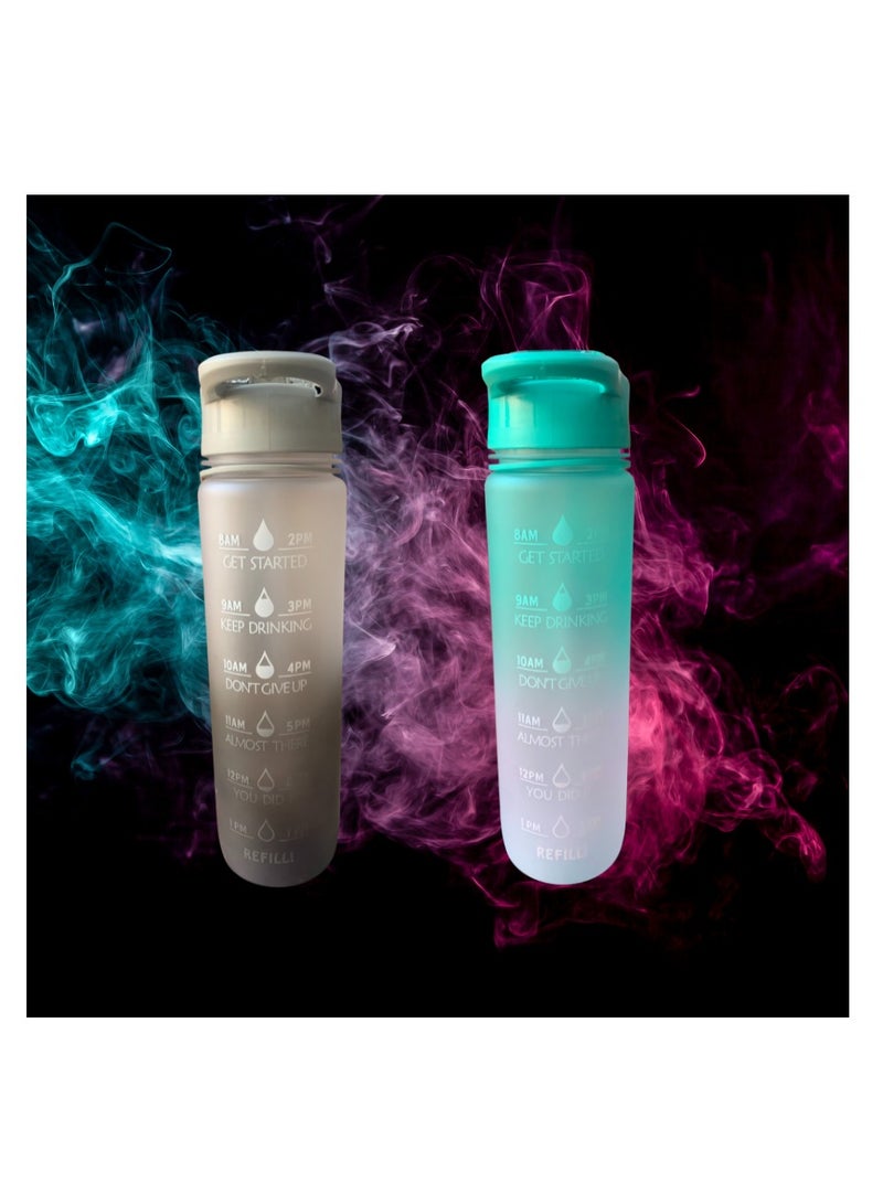 EYUN Leakproof Motivational Sports BPA-free Water Bottle with Straw & Time Marker -30oz - Image 2