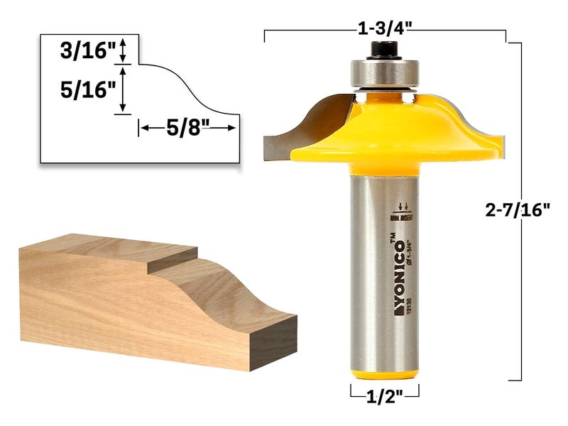 Yonico Raised Panel Cabinet Door Router Bits 1-3/4-Inch Diameter 1/2-Inch Shank 12130 - Image 2
