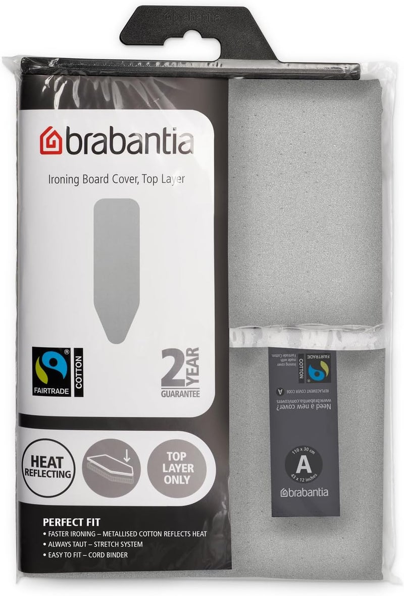 Brabantia 216800 Metallised Silver Ironing Board Cover with 2mm Foam, Size A (110 x 30 cm) - Image 3
