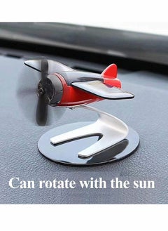SYOSI Aircraft Model, Solar Energy Aircraft Model, Alloy Solar Energy Rotate, Airplane Ornaments, Essential Oil Diffuser, Metal Handicraft, for Car Office Home Decoration (Red)  - Image 3
