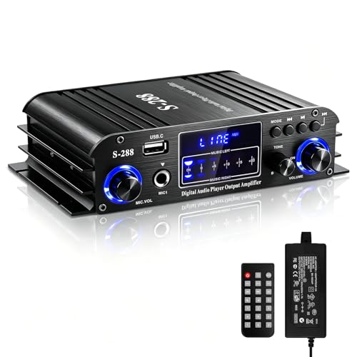 ARRAROWN Stereo Audio Amplifier for Home Speakers S288 Bluetooth 50 HiFi Mini Audio Component Amplifiers Receiver 40CH RMS 40Wx4 Max 600W Integrated Power Amp WUSBFMAdapter - Image 1