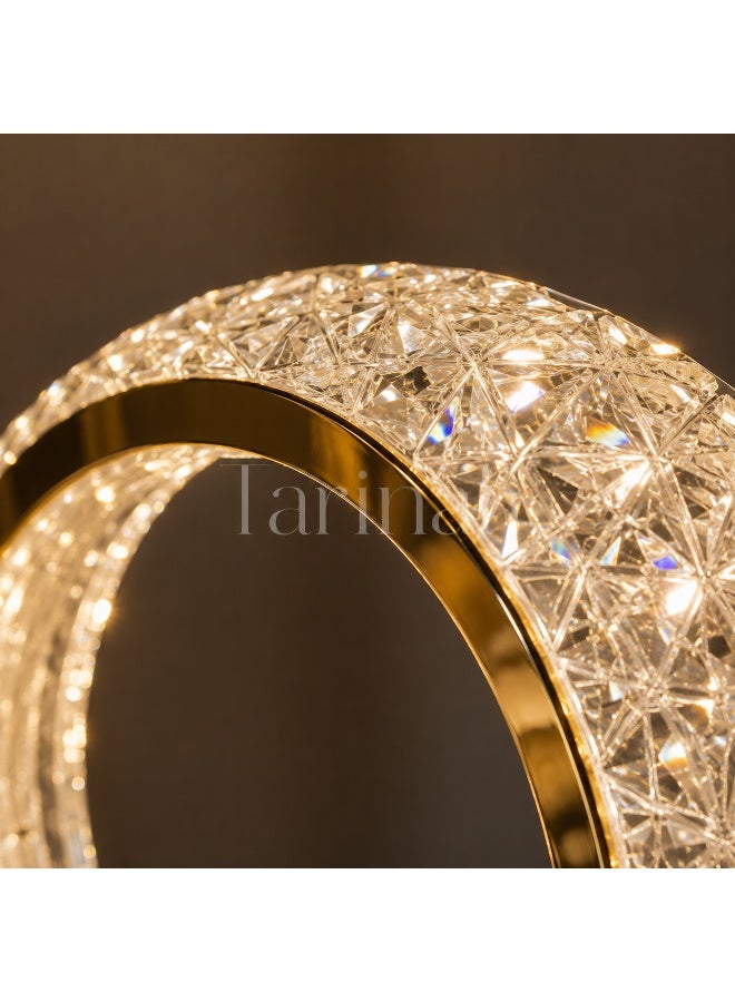 مصباح طاولة LED هلالي كريستالي فاخر، بقاعدة ذهبية، ارتفاع 25 سم - Image 5