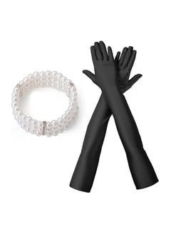RATSAW 1920S Flapper Great Accessories Set Vintage Theme Set with Headband Headpiece Gloves Earrings Necklace Bracelet 8 Pieces  - Image 4