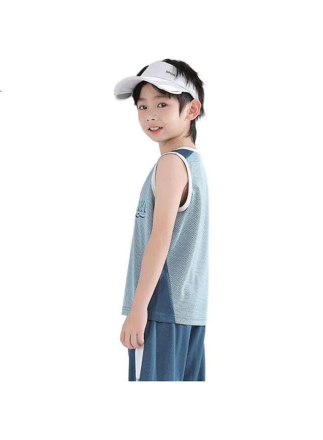 Yuzhaolin Boys' Mesh Tank Top, Breathable Children'S Vest, Lightweight Summer Style For Older Kids, 2-Pack, Sports Mesh Design - Image 1