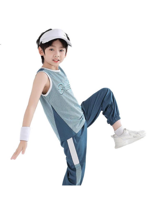 Yuzhaolin Boys' Mesh Tank Top, Breathable Children'S Vest, Lightweight Summer Style For Older Kids, 2-Pack, Sports Mesh Design - Image 2