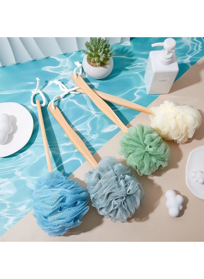 Tessco 12 Pieces Large Loofah On A Stick Shower Loofah With Long Handle Back Scrubber For Shower Pe Body Bath Loofah Sponge Soft Spa Mesh Shower Brush Wash Exfoliating Luffas For Men Women 4 Colors - Image 5