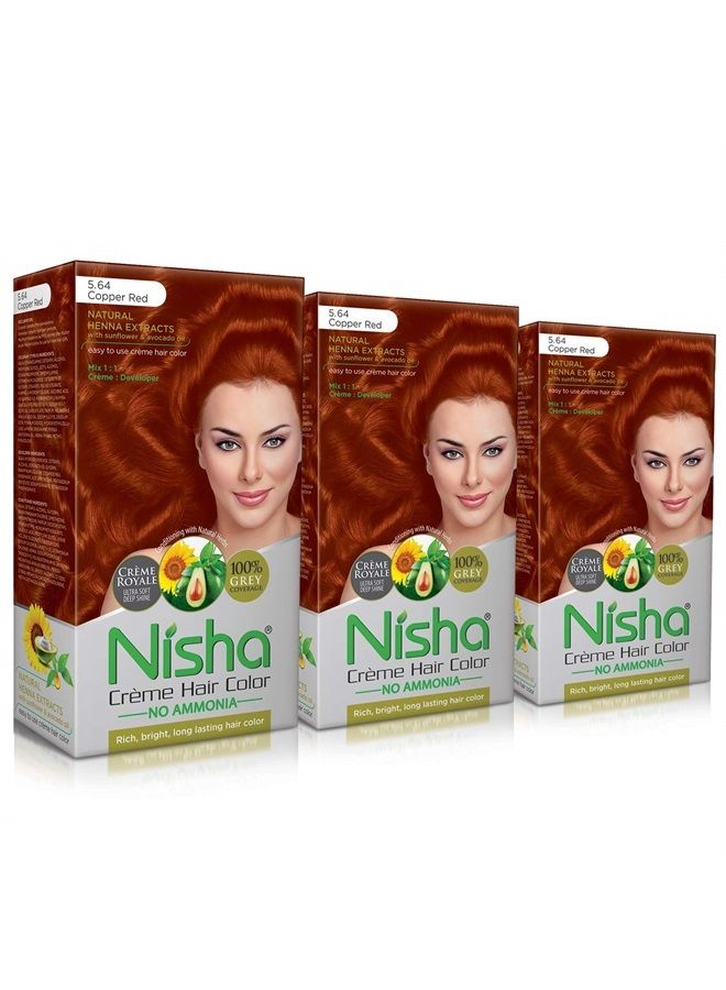 Nisha Creme Hair Color Copper Red Pack of 3 - Image 1
