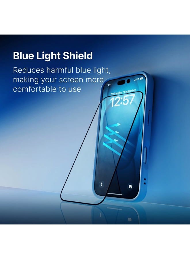 RHINOSHIELD حماية شاشة متوافقة مع [آيفون 17/17 برو/ 16 برو] | واقي صدمات برو - مقاوم للصدمات والخدوش، مضاد للضوء الأزرق، أداة التركيب متضمنة - شفاف - Image 3