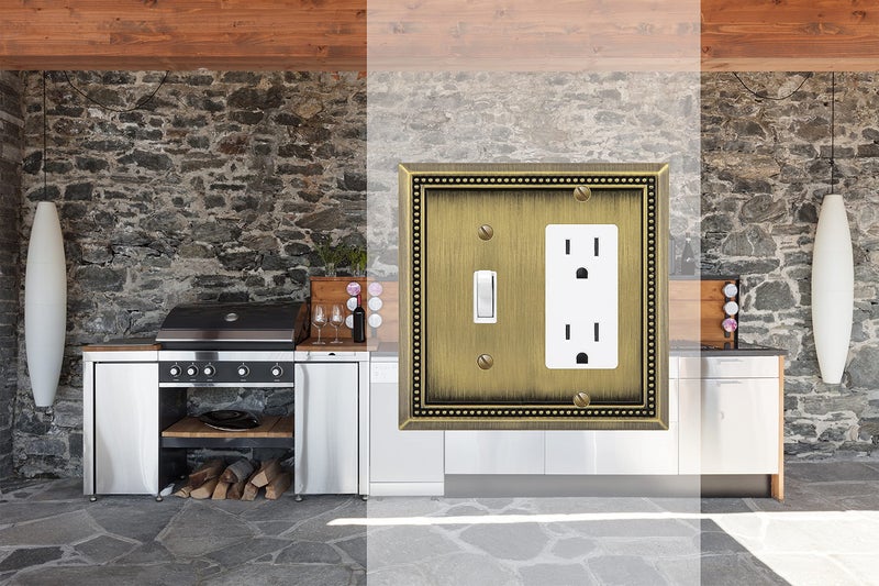 Henne Bery Sunken Pearls Heavy Duty Decorative Wall Plate Switch Plate Outlet Cover (Toggle/Decorator, Antique Brass) - Image 4