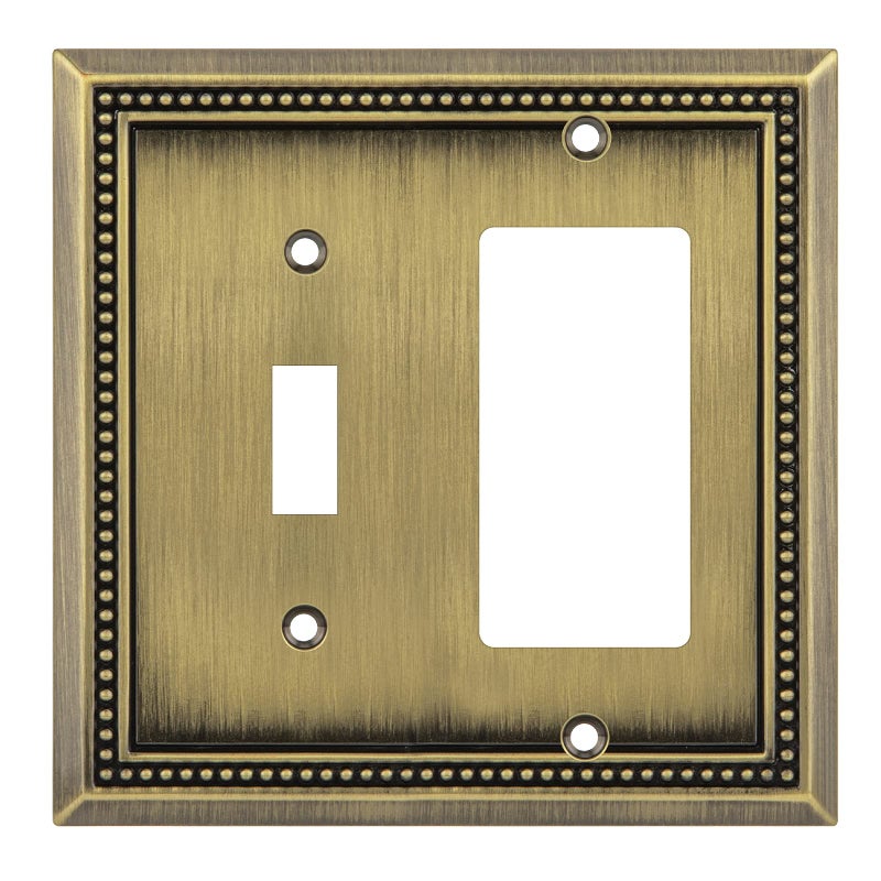 Henne Bery Sunken Pearls Heavy Duty Decorative Wall Plate Switch Plate Outlet Cover (Toggle/Decorator, Antique Brass) - Image 1