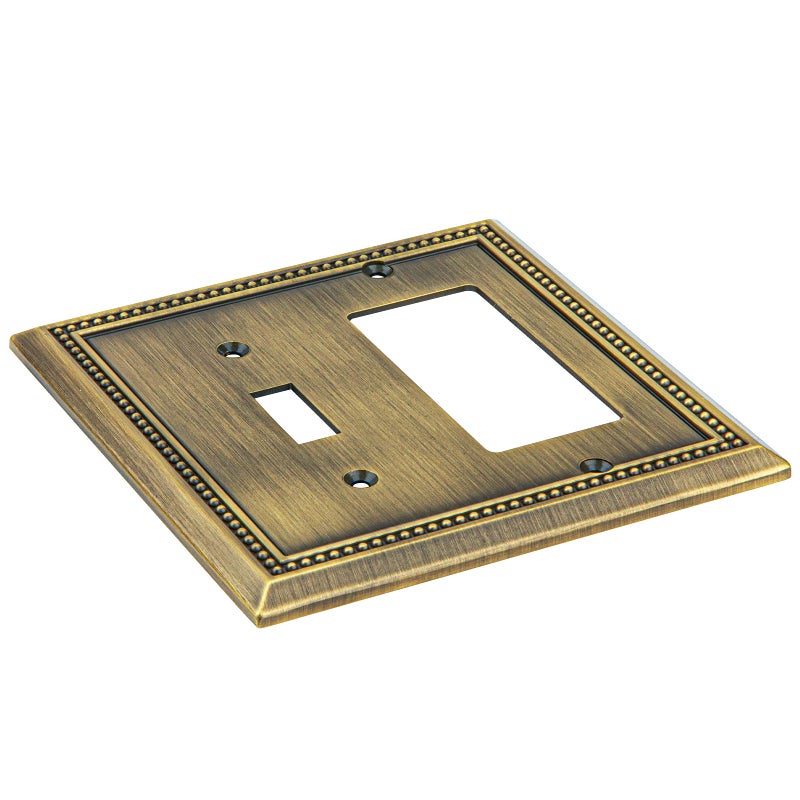 Henne Bery Sunken Pearls Heavy Duty Decorative Wall Plate Switch Plate Outlet Cover (Toggle/Decorator, Antique Brass) - Image 2