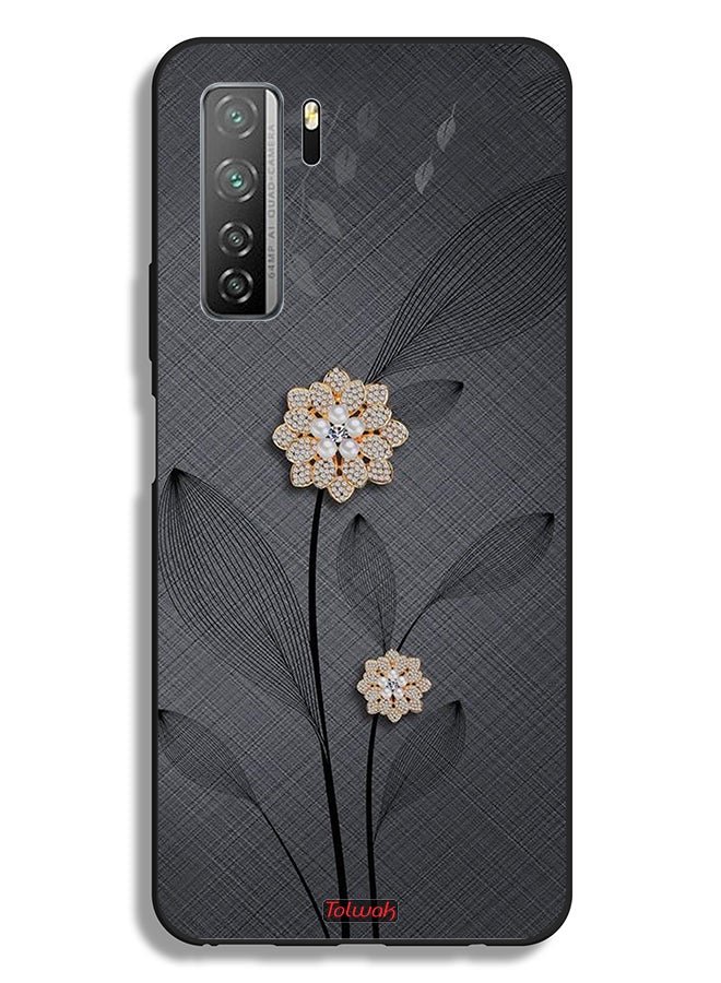 Tolwak غطاء حماية لهاتف هواوي P40 لايت 5G مزين بفن الأزهار الماسية - Image 2