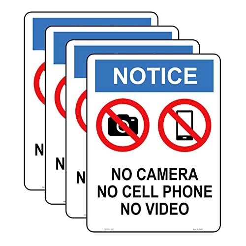 Haobase 4 Pcs No Cameras, No Phone Sign Sticker - 20 cm x 15 cm - Self Adhesive Vinyl - Image 1