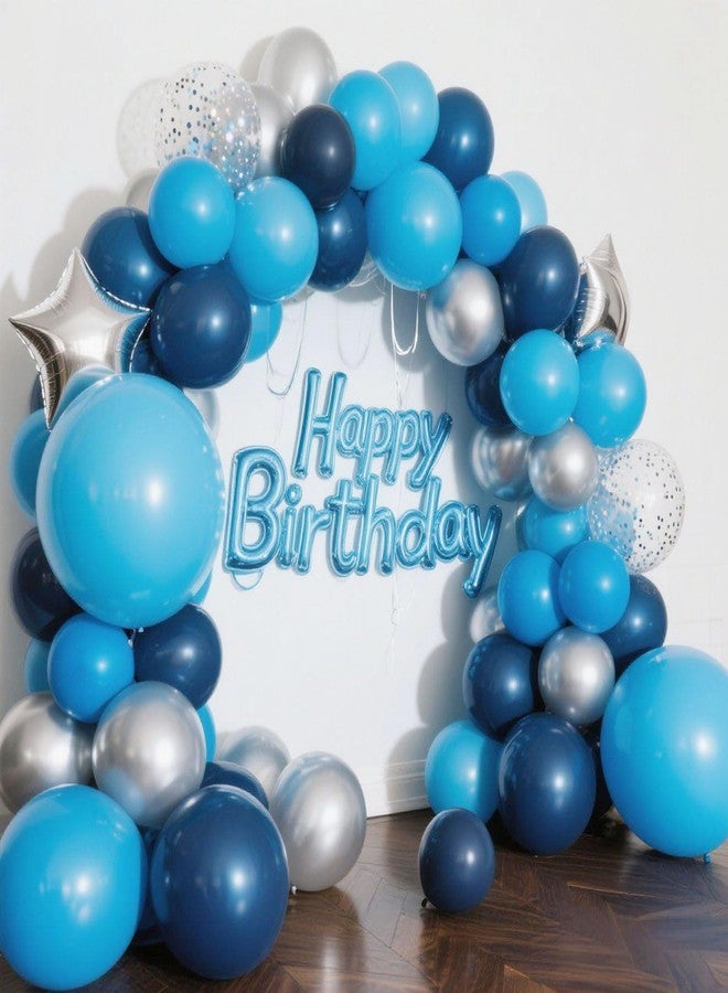 WFAUIBR Blue and Silver Balloons 35Pcs 12 Inch Blue Silver Balloons Set Pearl Navy Blue Metallic light Blue and Silver Balloon Confetti Balloon,for Bbaby shower decorations Wedding Engagement Decorations - Image 5