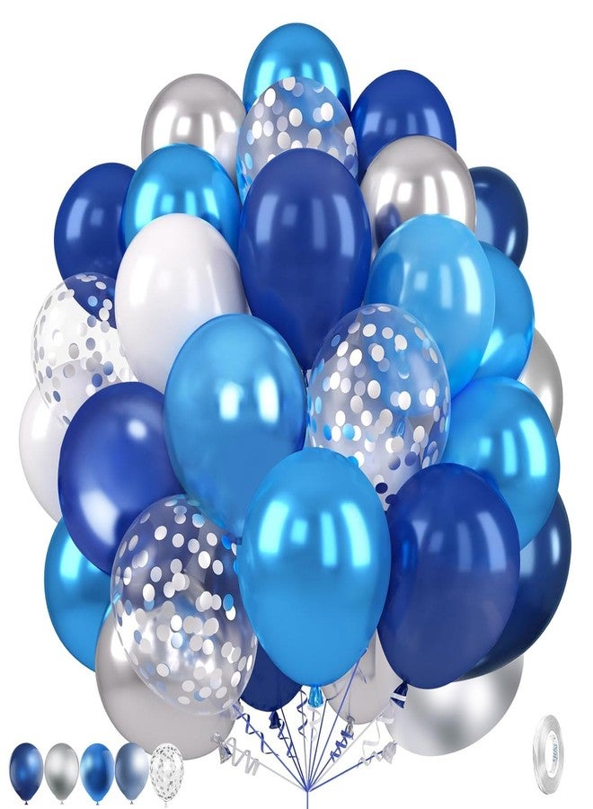 WFAUIBR Blue and Silver Balloons 35Pcs 12 Inch Blue Silver Balloons Set Pearl Navy Blue Metallic light Blue and Silver Balloon Confetti Balloon,for Bbaby shower decorations Wedding Engagement Decorations - Image 1