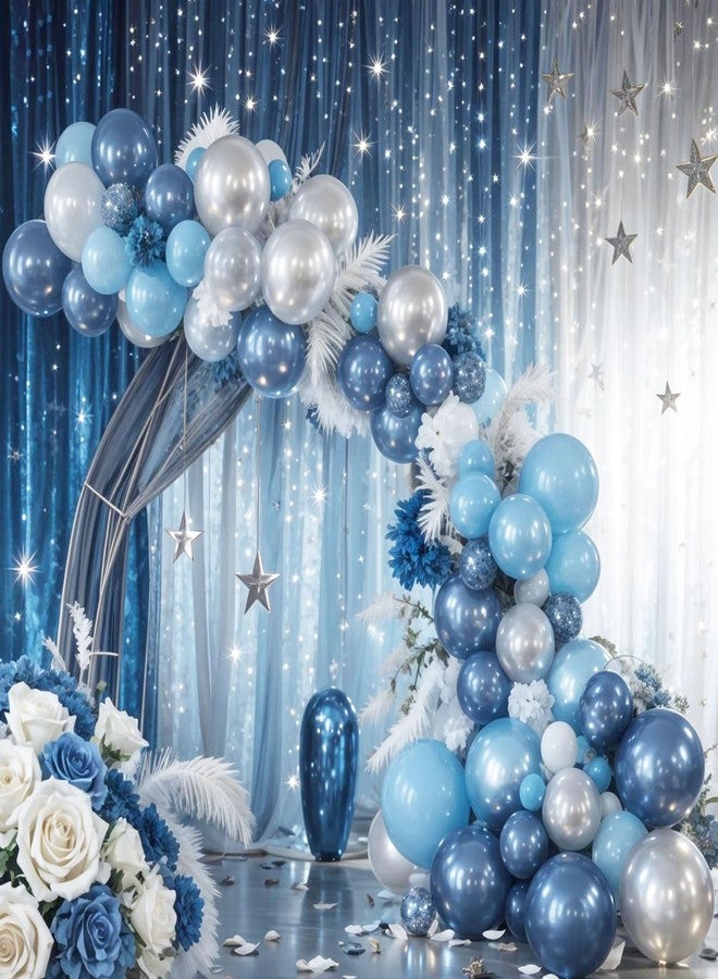 WFAUIBR Blue and Silver Balloons 35Pcs 12 Inch Blue Silver Balloons Set Pearl Navy Blue Metallic light Blue and Silver Balloon Confetti Balloon,for Bbaby shower decorations Wedding Engagement Decorations - Image 4