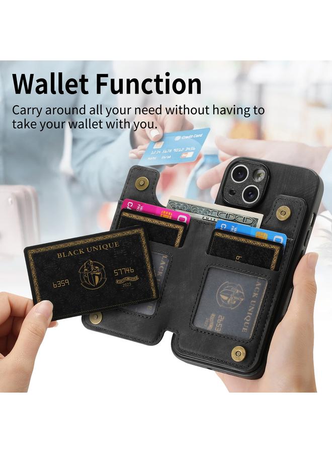 The Bros Phone Case For iPhone 11 Retro Leather Zipper Wallet Back Phone Phone Case - Image 4