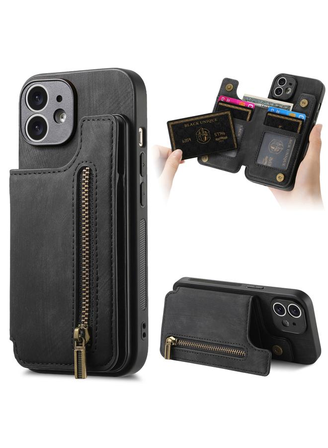 The Bros Phone Case For iPhone 11 Retro Leather Zipper Wallet Back Phone Phone Case - Image 1