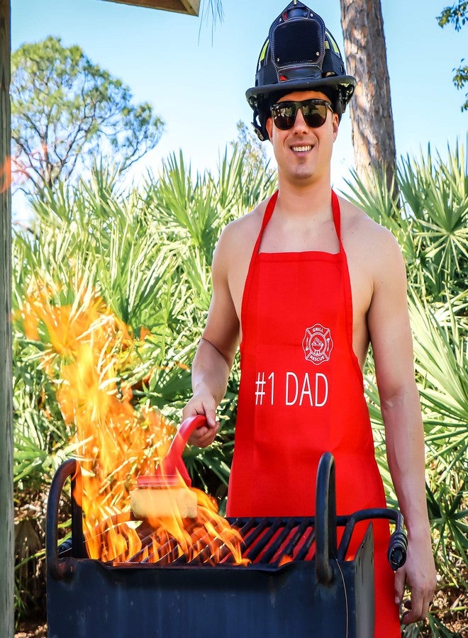 Grill Rescue ​Funny​ ​BBQ Aprons For Men​ - ​Heat Resistant ​with Adjustable Neck and Front Pocket – ​Chef Cooking Aprons​ - ​Great Gifts for Husband ​or Dad (#1 DAD) - Image 2