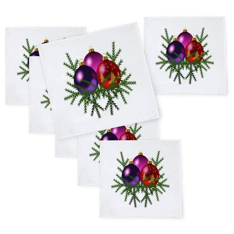 Khakee 6 Pcs Christmas Theme Tafta Silk Table Napkins 10x 10 for Xmas Decoration Christmas OrnamentsChristmas Gift npxmas10P - Image 1