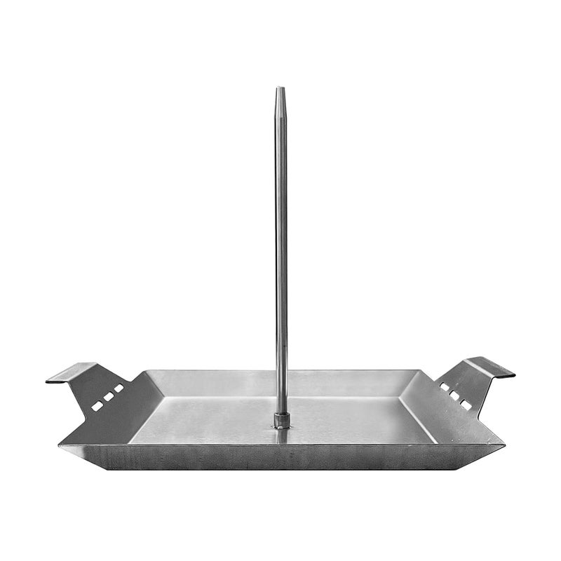 GRILLVANA Stainless Steel Vertical Skewer for Tacos Al Pastor Shawarma Kebabs BBQ Grilling Accessory w 2 removable spikes 85 and 12 Use on Charcoal Grills or Stove Handles No Drip Plate