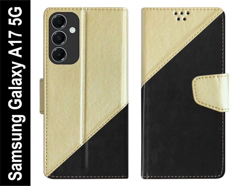 SBMS Flip Cover for Samsung Galaxy A17 5G / Samsung Galaxy F17 5G Back Cover Case with Magnatic Closure | Inbuilt Stand | Card & Money Pocket (MultiBlack) - Image 2