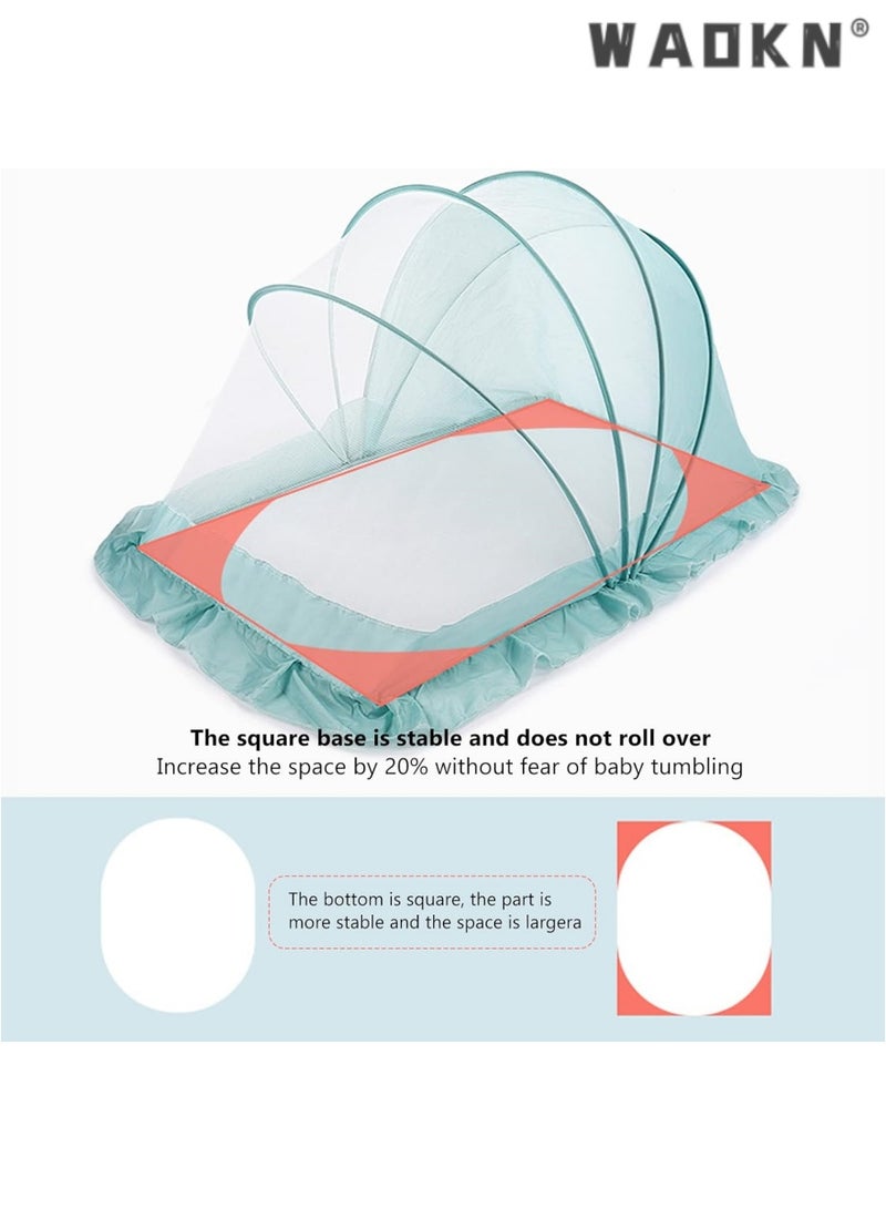 WAOKN Baby Protective Mosquito Net, Lightweight Portable Foldable Bed Cover for 0-5 Years Old Kids, Designed for Cribs, Soft Carpets, and Play Mats (Extra Large Blue) - Image 4