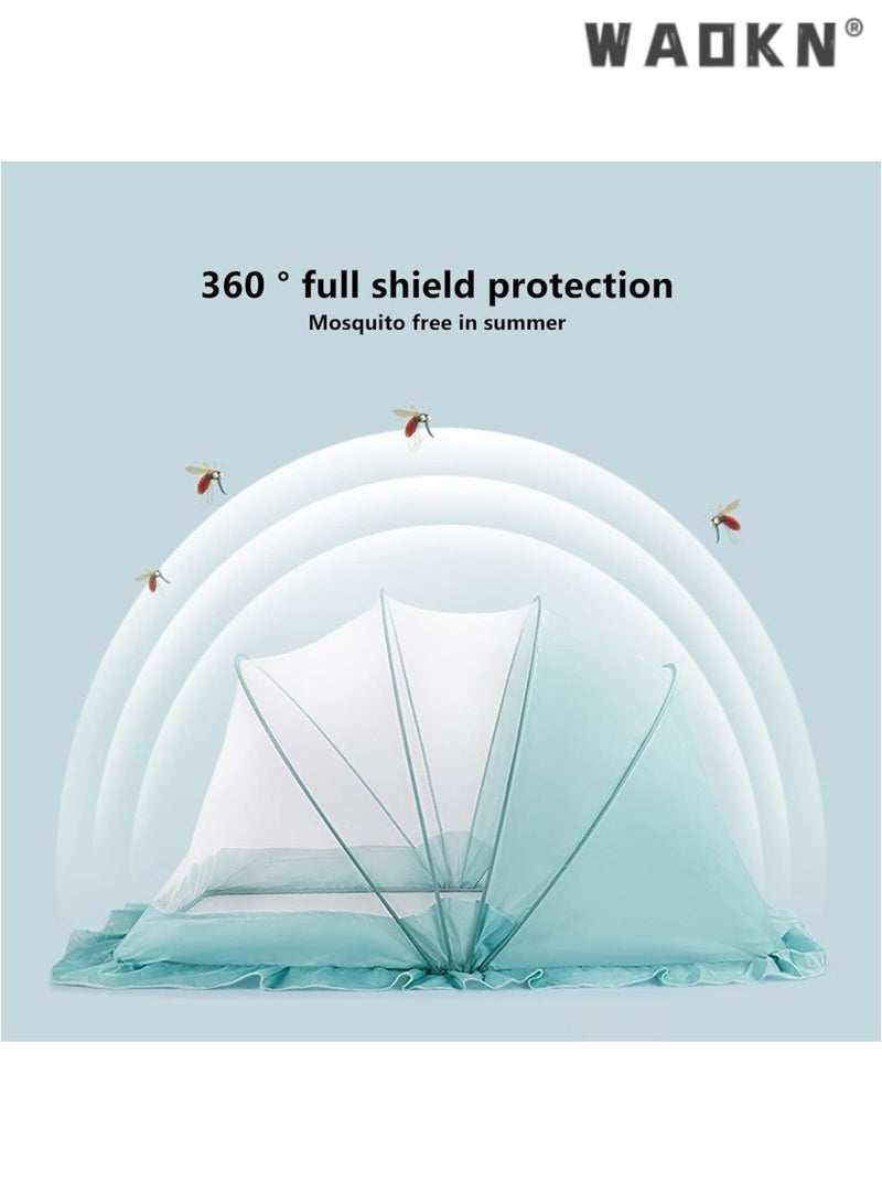 WAOKN Baby Protective Mosquito Net, Lightweight Portable Foldable Bed Cover for 0-5 Years Old Kids, Designed for Cribs, Soft Carpets, and Play Mats (Extra Large Blue) - Image 3