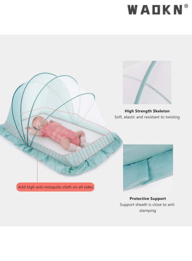 WAOKN Baby Protective Mosquito Net, Lightweight Portable Foldable Bed Cover for 0-5 Years Old Kids, Designed for Cribs, Soft Carpets, and Play Mats (Extra Large Blue) - Image 2
