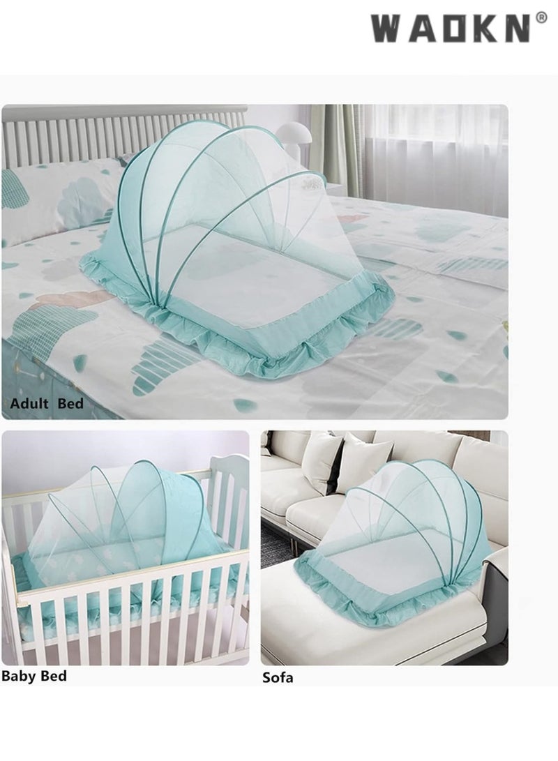 WAOKN Baby Protective Mosquito Net, Lightweight Portable Foldable Bed Cover for 0-5 Years Old Kids, Designed for Cribs, Soft Carpets, and Play Mats (Extra Large Blue) - Image 5