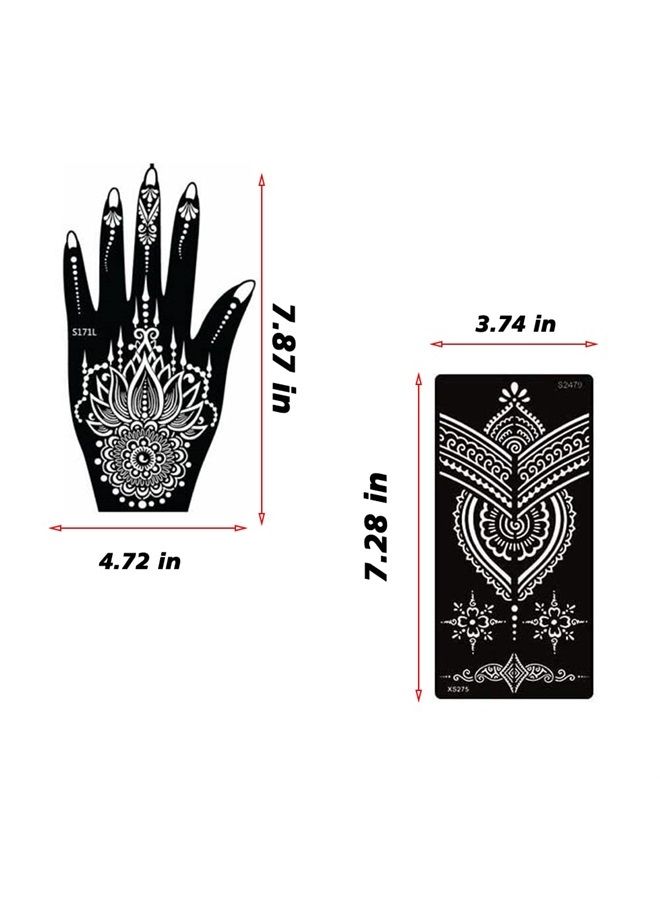 XMASIR 16 Sheets Temporary Henna Tattoo Kit, Reusable Tattoo Stencils Sets Indian Arabian Temporary Tattoo Templates Kit for Body Hand Art - Image 1