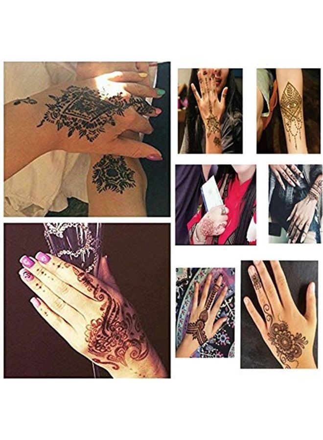 XMASIR 16 Sheets Temporary Henna Tattoo Kit, Reusable Tattoo Stencils Sets Indian Arabian Temporary Tattoo Templates Kit for Body Hand Art - Image 3