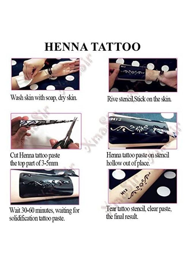 XMASIR 16 Sheets Temporary Henna Tattoo Kit, Reusable Tattoo Stencils Sets Indian Arabian Temporary Tattoo Templates Kit for Body Hand Art - Image 4