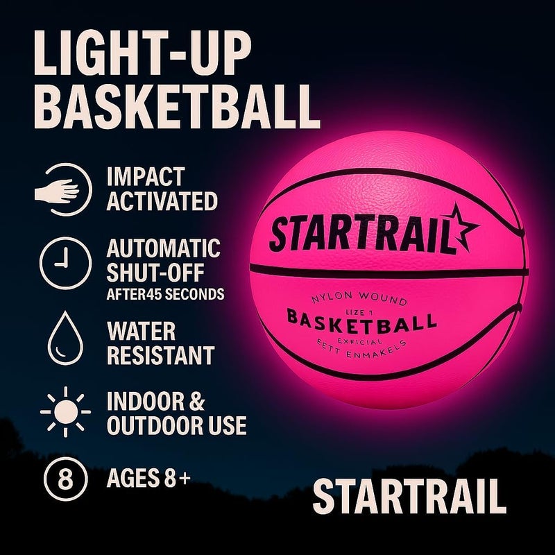 TOMLEON Light Up Basketball | Glow in The Dark Basketball | LED Basketball Size 7 | Glowing Basketball Ball | Lighted Basketball | Coolest Things for Boys & Girls | Toys for 10 Year Old Kids - Image 2