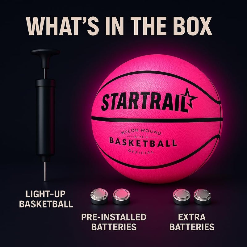 TOMLEON Light Up Basketball | Glow in The Dark Basketball | LED Basketball Size 7 | Glowing Basketball Ball | Lighted Basketball | Coolest Things for Boys & Girls | Toys for 10 Year Old Kids - Image 3