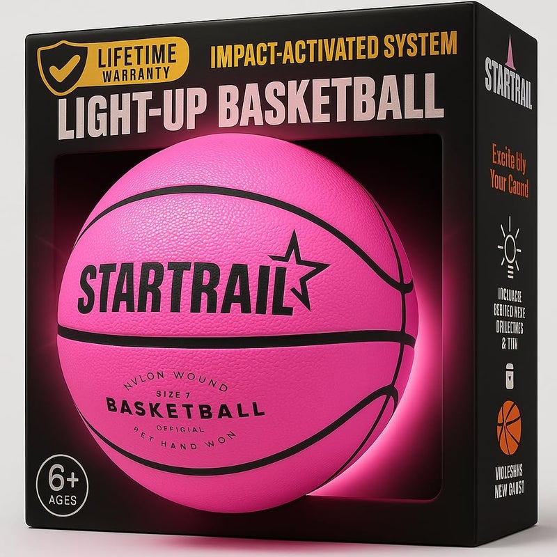 TOMLEON Light Up Basketball | Glow in The Dark Basketball | LED Basketball Size 7 | Glowing Basketball Ball | Lighted Basketball | Coolest Things for Boys & Girls | Toys for 10 Year Old Kids - Image 1