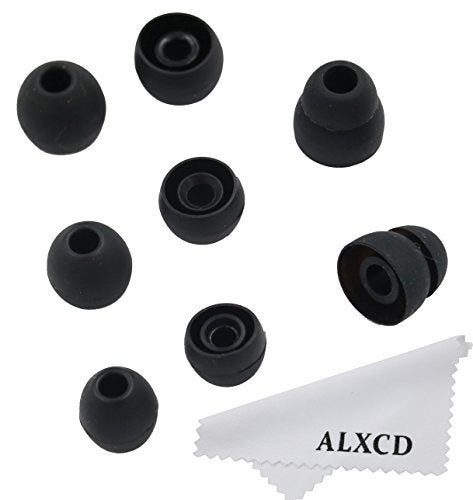 ALXCD Eartip for LG HBS Series Wireless Earphone, SML & Double Flange Silicone Replacement Earbud Gel Tip, Fit for LG HBS-750 770 800 810 900 910 Tone Pro Ultra Plus Infinim [4 Pair] (Black) - Image 1