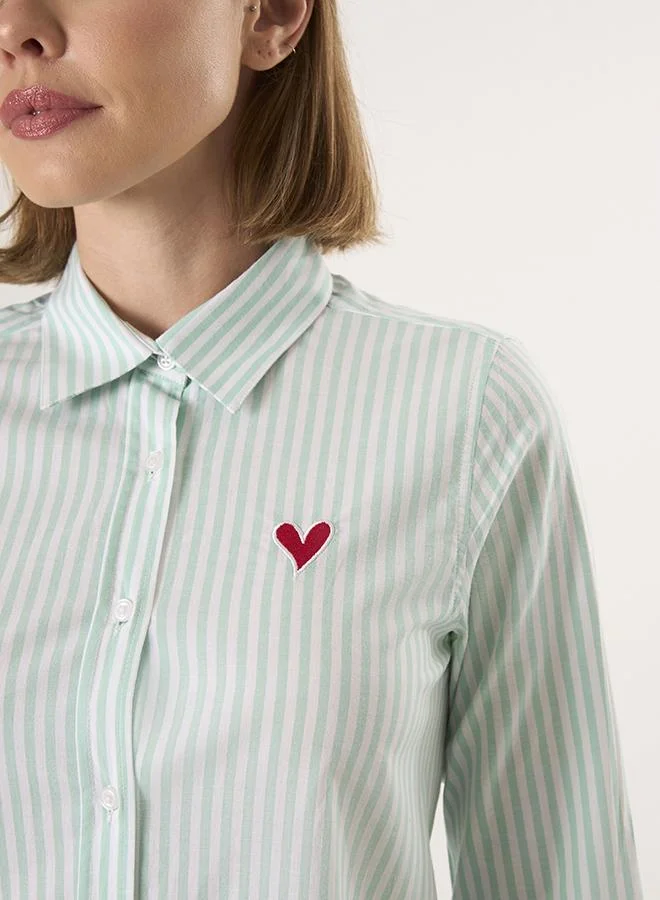 FELIX HARDY Green Striped Long Sleeve Shirt for Women | Best Price UAE